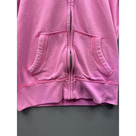 Abercrombie‎ & Fitch Girls Pink Full Zip Hoodie Y2K Logo Sleeve Small Stain - Picture 3 of 11